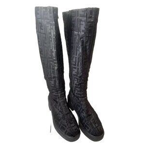 Authentic Fendi Vintage Zucca Boots BLACK SIZE 6 TALL rare